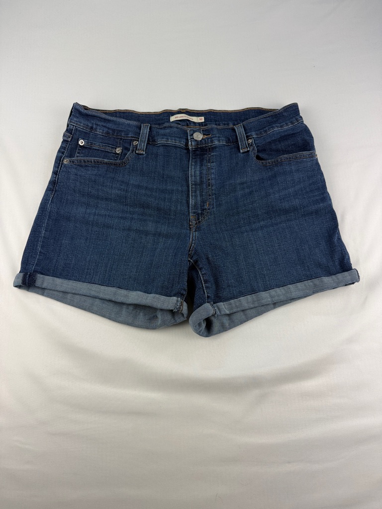 Levi's Dark Blue Denim Roll-Cuff Women's Shorts Size 21